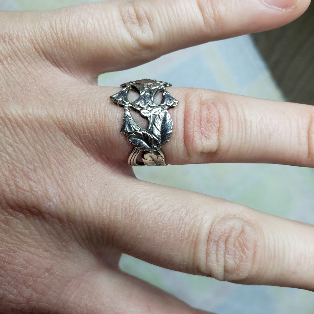 Gorgeous Signed Designer 60's Sterling Silver Floral Ring From Norway